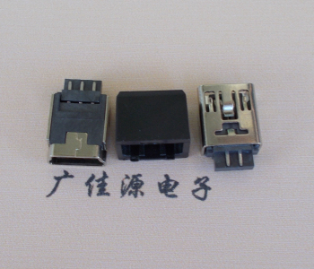 塘厦镇MINI USB 5Pin接口 带护套焊线母座 B型180度铜壳