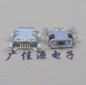 塘厦镇MICRO USB5pin接口 四脚贴片沉板母座 翻边白胶芯